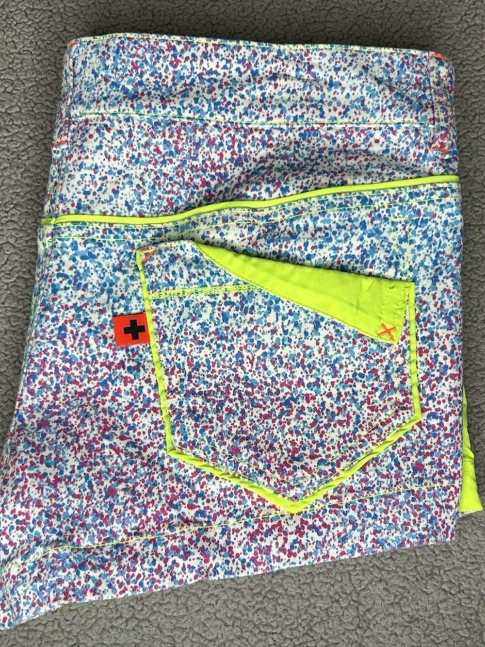 Andrew Christian Shorts Mens 32 Multicolor Neon Splatter Chino Stretch 2" Inseam - Picture 12 of 12